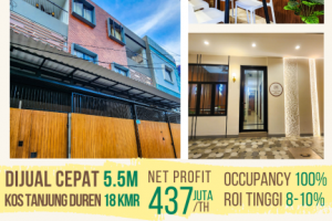 Dijual Rumah Kost di Jln Tanjung Duren Timur, Jakarta Barat